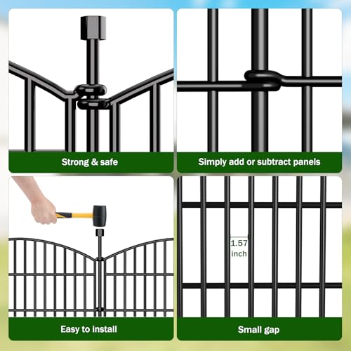 10 Panel No Dig Decorative Garden Fence 24" H x 20'L Outdoor Dog Barrier (40 Sq Ft)
