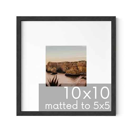 Black Oak Wood 10x10 Picture Frame Matted to 5x5