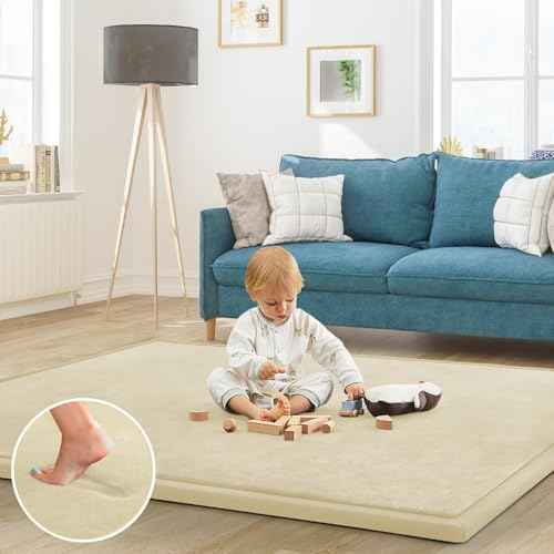 Baby Play Mat for Floor Nursery Rug Muscle Mat Area Rug Playroom Rug 71"x79" Playpen Mat Elastic Foam 1.3" Thick Crawling Mat for Babies