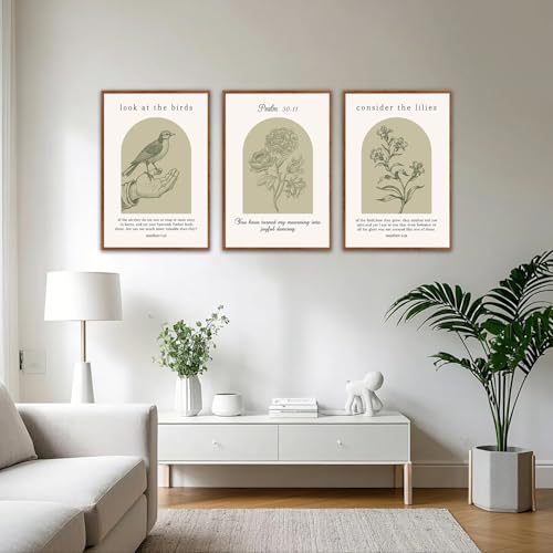 KAlRNE Scripture Prints Sage Green Bible Large Wall Art Set (3 Count)
