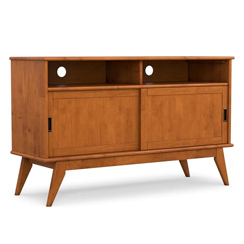Draper 54" Wide Solid Wood TV Stand in Teak Brown