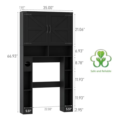 Storage Cabinet Over Toilet with 2 Barn Doors