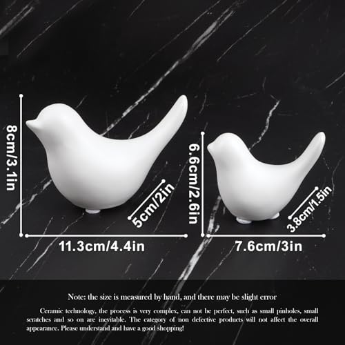 Small White Birds Statues Home Decor Modern Style Decorative Ornaments for Living Room Decor (2 Count)