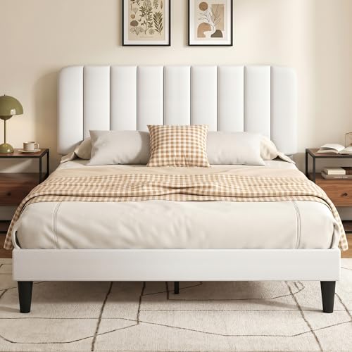 Full Size Bed Frame with Upholstered Headboard