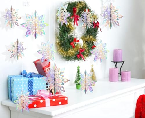 Christmas Hanging Snowflakes for Winter Wonderland Frozen Party Decorations (15 Count)