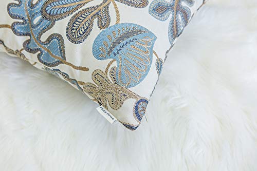 Set of 2 Jacquard Tropical Leaf Pattern Throw Pillow Covers Decorative Pillowcase 22X22 Inches (2 Count)