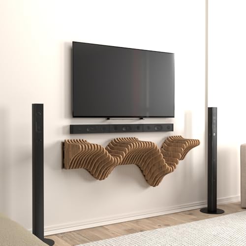 Parametric 40" Floating Shelf Modern Geometric 3D Wavy Wooden Wall Piece