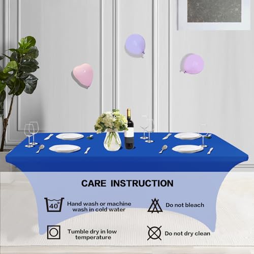 4FT Table Cloth for Rectangular Spandex Royal Blue Table Cover