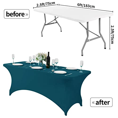 Spandex Table Cover for 6Ft or 4fT or 8ft Table Universal Fitted Stretch Tablecloth for Party