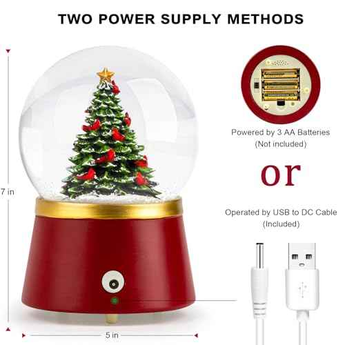 Christmas Snow Globe Lantern Water Glittering Christmas Tree Crown with Music & Timer