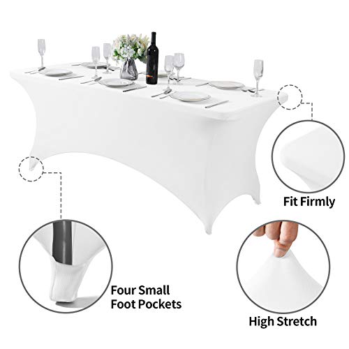 Spandex Table Cover for 6Ft or 4fT or 8ft Table Universal Fitted Stretch Tablecloth for Party