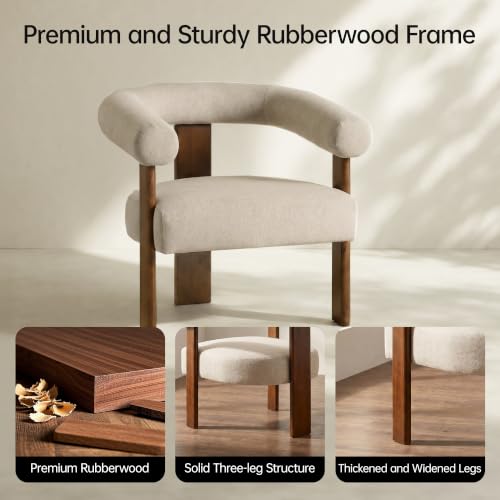 Barrel Accent Chairs Set of 2 with Armrests and Walnut Wood Legs (2 Count)