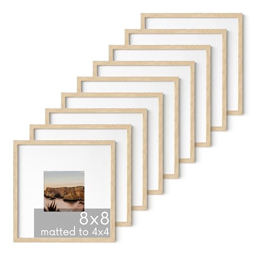Beige Oak Wood 8x8 Picture Frames (9 Count)