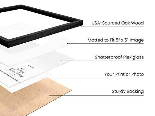 Solid Oak Wood 10”x10”Picture Frames Matted to 5”x5” Set of 4 (4 Count)