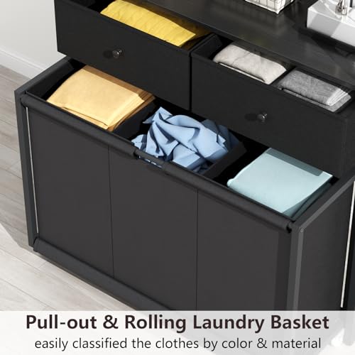 Laundry Hamper Laundry Basket with 3 Section Pull