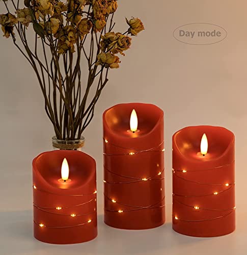 red LED flameless Candle with Embedded Star String (3 Count)