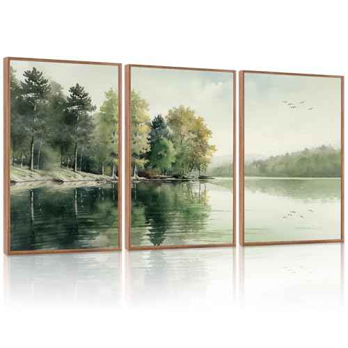 Lake art print Nature Landscape Mountain Wall Art Set
