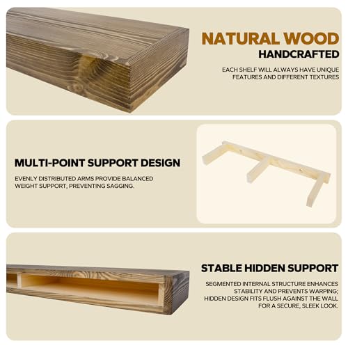 Floating Shelves 3 inch Thick for Wall Set of 2 (2 Count)
