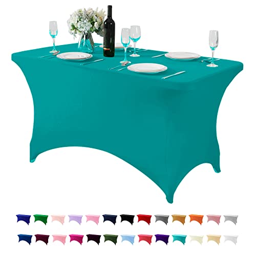 Spandex Table Cover for 4FT or 6ft or 8ft Table Universal Fitted Stretch Tablecloth for Party