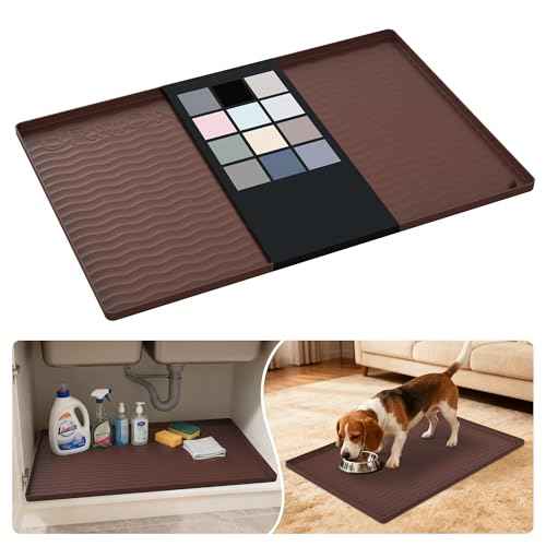 Waterproof Silicone Under Sink Mat 28'' x 19'' Shelf Liner for Kitchen and Bathroom