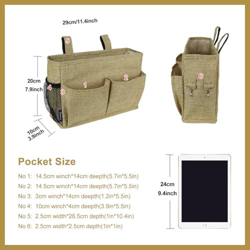 Bedside Caddy Hanging Bed Organizer Storage Bag Pocket for Bunk and Hospital Beds