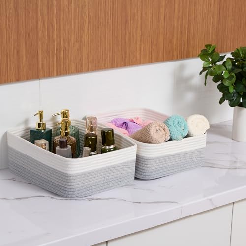 Large Shallow Organizing Baskets 15x11x5.1 Inches (4 Count)