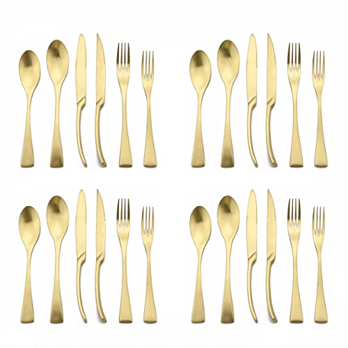 Luxury 18 10 Stainless Steel Matte Champagne gold Cutlery Flatware Set
