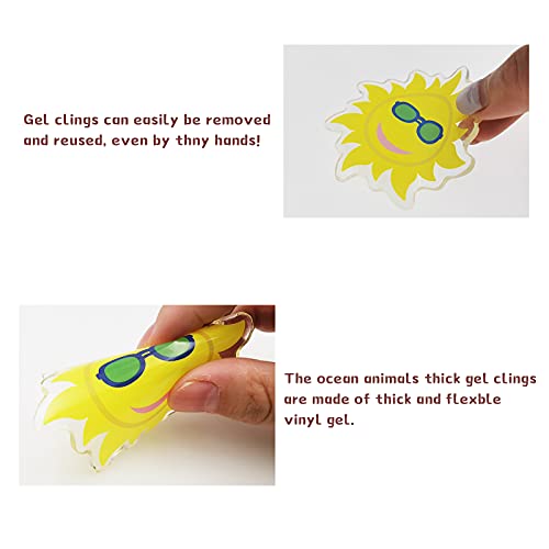 20 PCS Summer Thick Gel Clings Hawaiian Tropic Window Gel Clings Decals Stickers for Kids (100 Count)