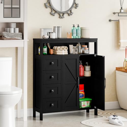 Farmhouse Storage Cabinet with 2 Doors and 4 Drawers