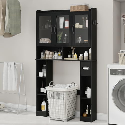 Over The Toilet Storage Cabinet with Glass Doors