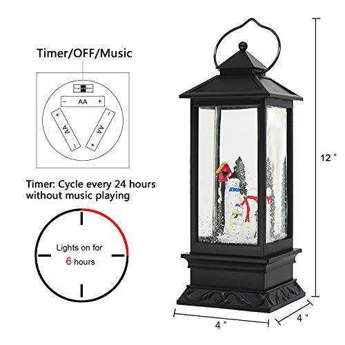 Snwoman Family Singing Snow Globe Lantern with 6 Hour Timer