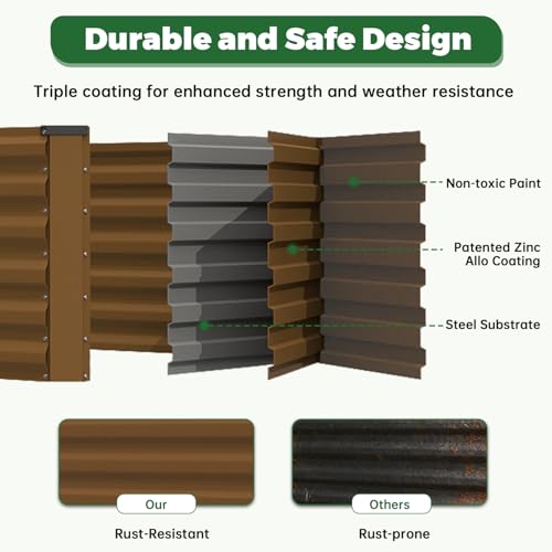 6x3x2ft Outdoor Metal Raised Garden Bed (4 Count)