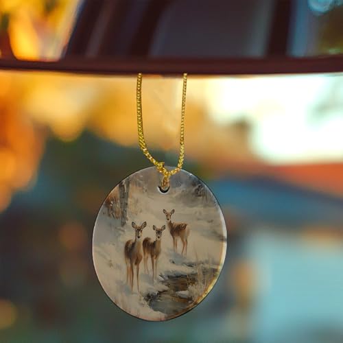 Rustic Winter Deer Ceramic Ornament Gifts