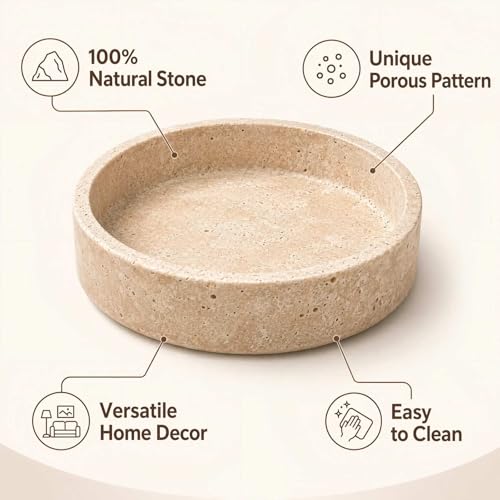 Natural Travertine Decorative Bowl 8"