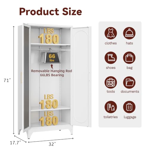 71" Tall Armoire Wardrobe Closet with Mirror