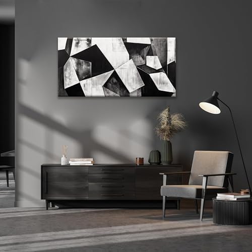 Canvas Art Wall Decor Color Block Line Art Prints Black And White Geometric Color Block Art Painting Modern Artwork Decorations For Living Room Pictures For Bedroom Wall Decor 24x48 In