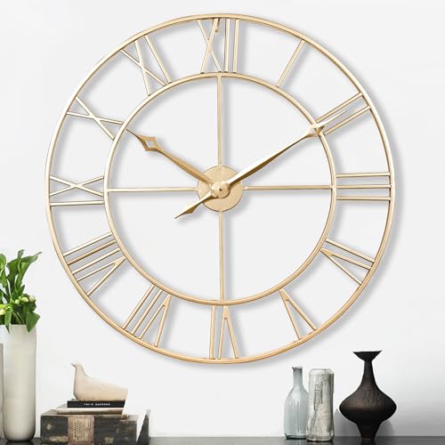 Large 30 Inch Gold Wall Clocks for Living Room Decor