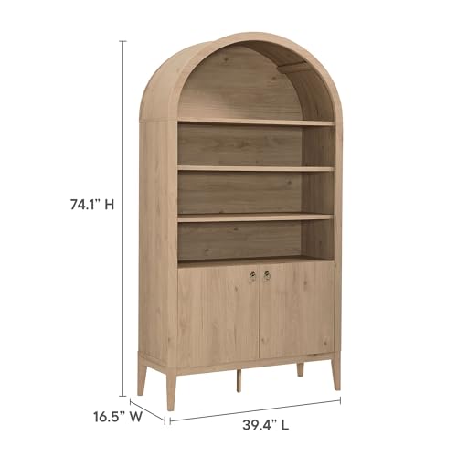 Nolan Tall Arched Storage Display Cabinet in Light Oak