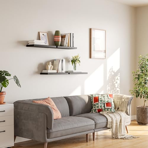16’’Black Floating Shelves for Wall Set of 4 (4 Count)