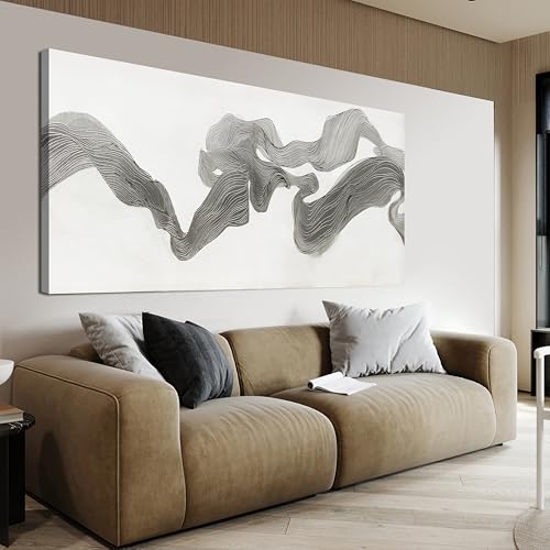 Abstract Wall Art Decor Large Modern Wall Art Decor Oversized Wall Art Pictures for Living Room Abstract Canvas Art Wall Decor Gray White Wall Art Prints Artwork for Walls Home Office Decor 29" X 58"
