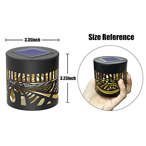 4 Pack Solar Fence Lights Metal Solar Powered Outdoor Wall Deck Lights Lotus Theme Waterproof Fence Light for Garden Post Patio Backyard Yard Decor (4 Count)