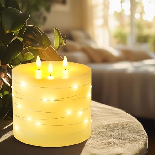 3 Wick Extra Large Flameless Candles with Timer Remote