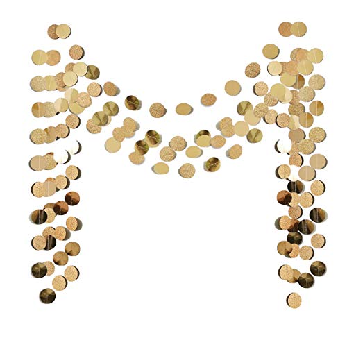 6 Pcs Glitter Champagne Gold Paper Circle Dots Garland (6 Count)