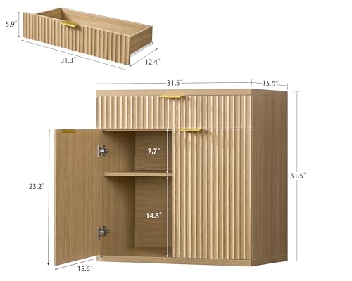 Fluted Buffet Cabinet with Storage
