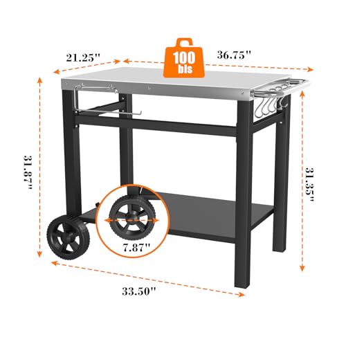 Grill Table Movable Dining Cart