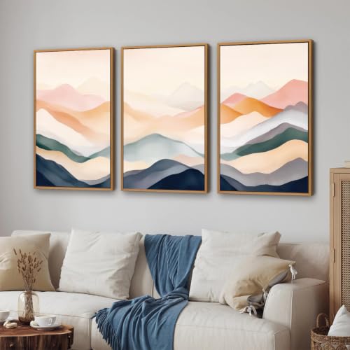 Boho Abstract Mountain Framed Canvas Wall Art