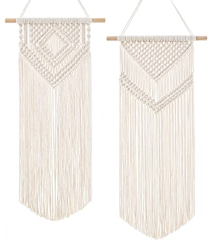 2Pcs Macrame Wall Hanging Boho Tapestry Wall Art Bedroom Decor