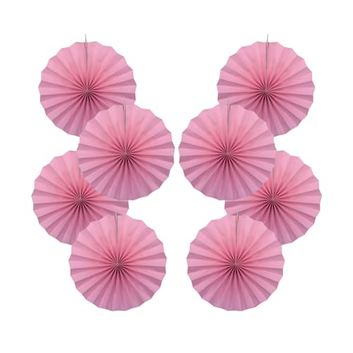 Pink Party Decorations Pink Hanging Ceiling Paper Fans 12in DIY Set