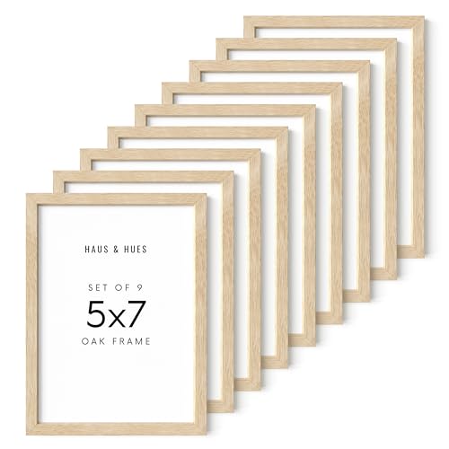 Beige Oak Wood 5x7 Picture Frames (9 Count)