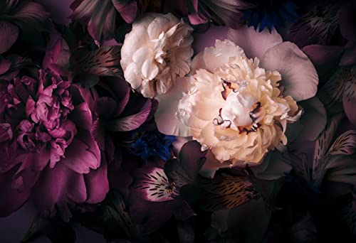 Dark Floral Wallpaper Peony Flowers Wall Mural Wallpaper for Girls Bedroom (94 Sq Ft)